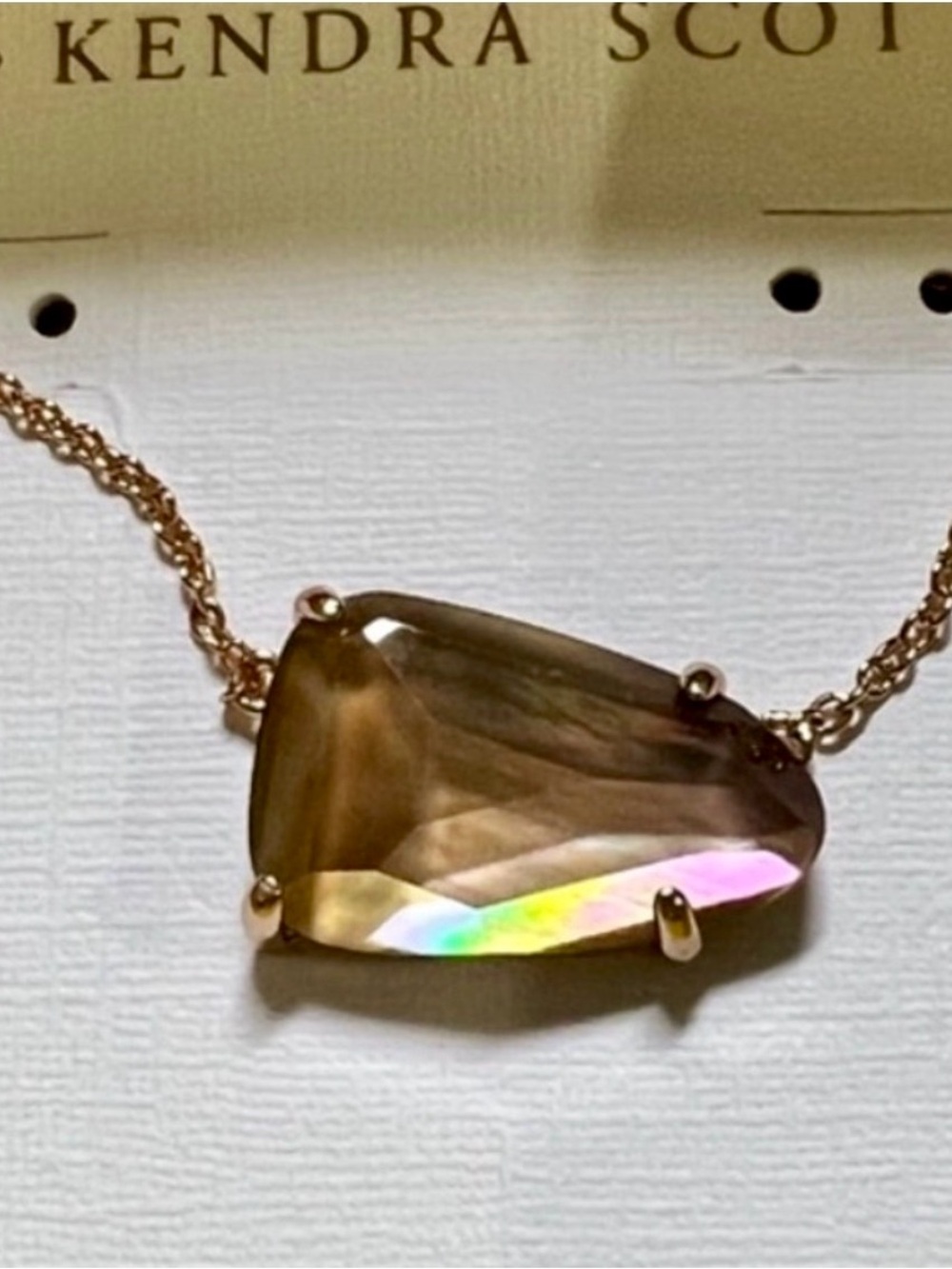 NWT Kendra Scott Isla Necklace Rare & Retired Colorful Brown Pearl Rose Gold!